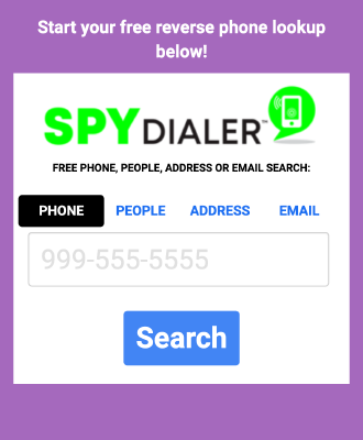 Screenshot des SpyDialer-Suchfelds des Chrome-Webbrowsers